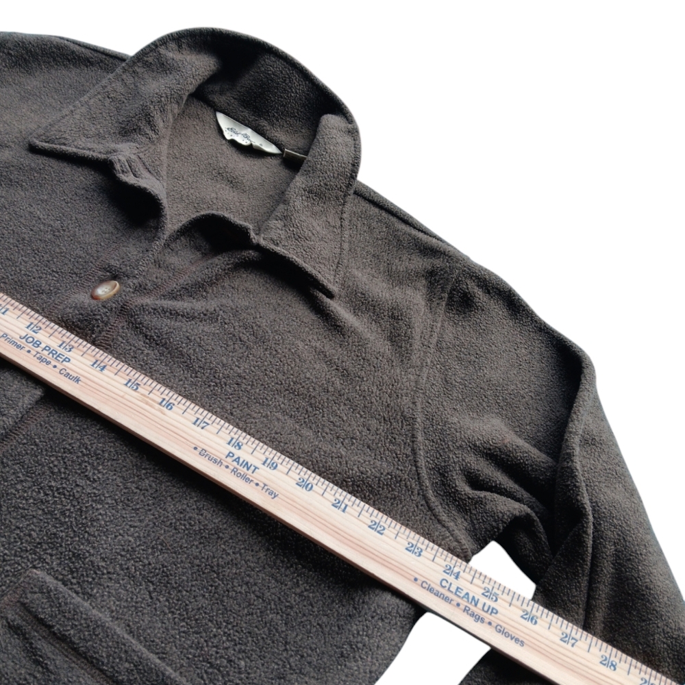 EDDIE BAUER WOMEN'S LARGE BROWN FLEECE FRONT BUTTON POCKET SHIRT JACKET - Picture 4 of 5